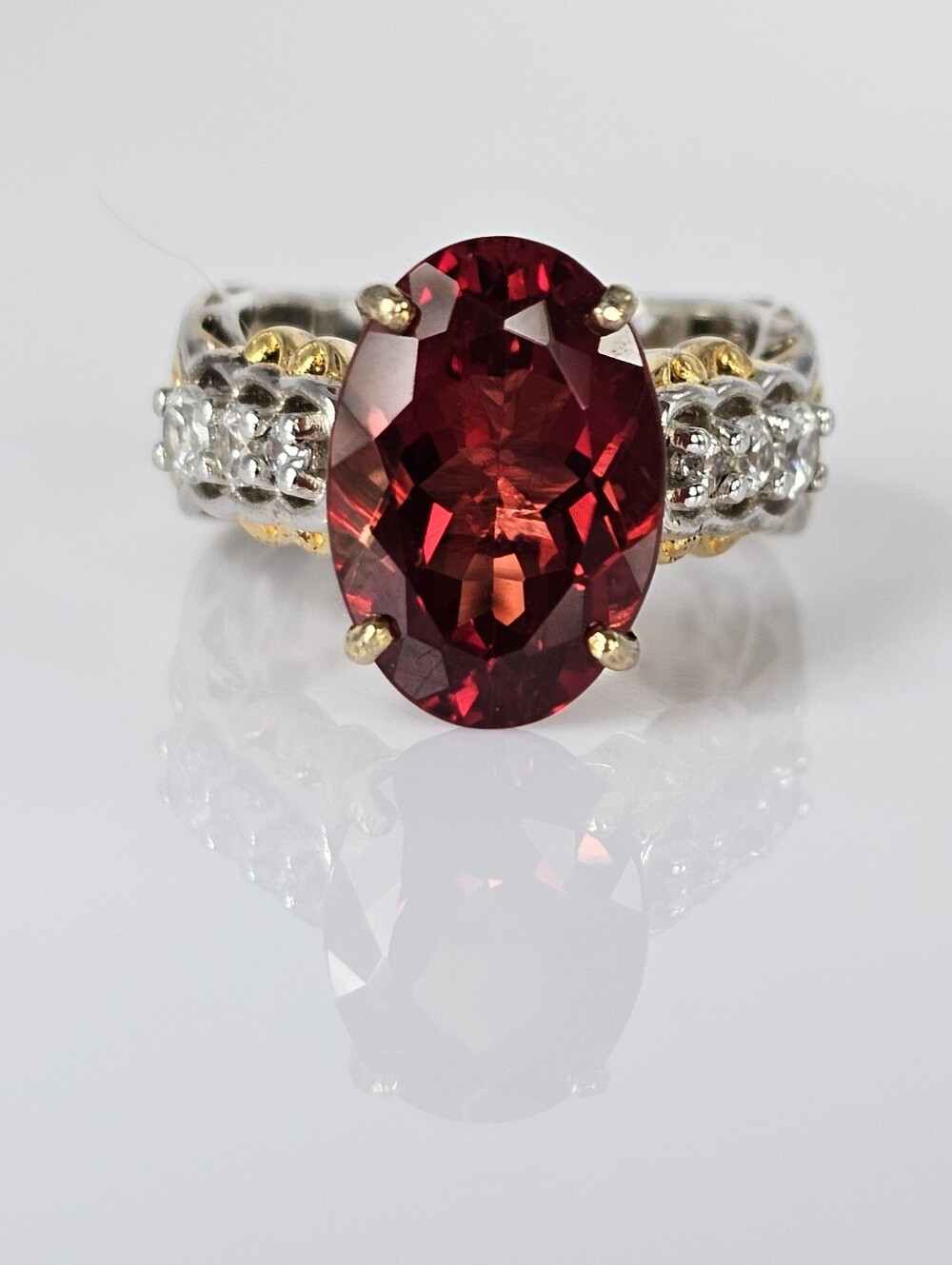 Retired Gems En Vogue 7.79ctw Andesine & White Zircon Cocktail 💍 Sz 6! 🔥 - Picture 3 of 12